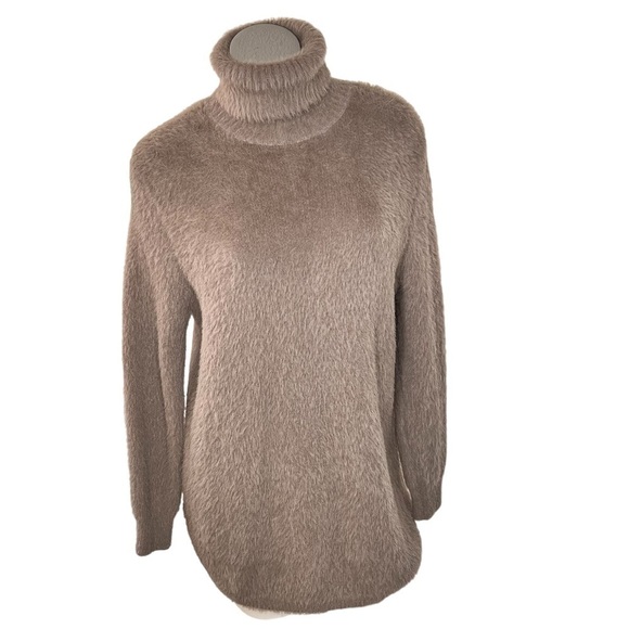 ZARA Fuzzy Tan Turtleneck Sweater Tunic Dress Top Women's Size M - Picture 1 of 16